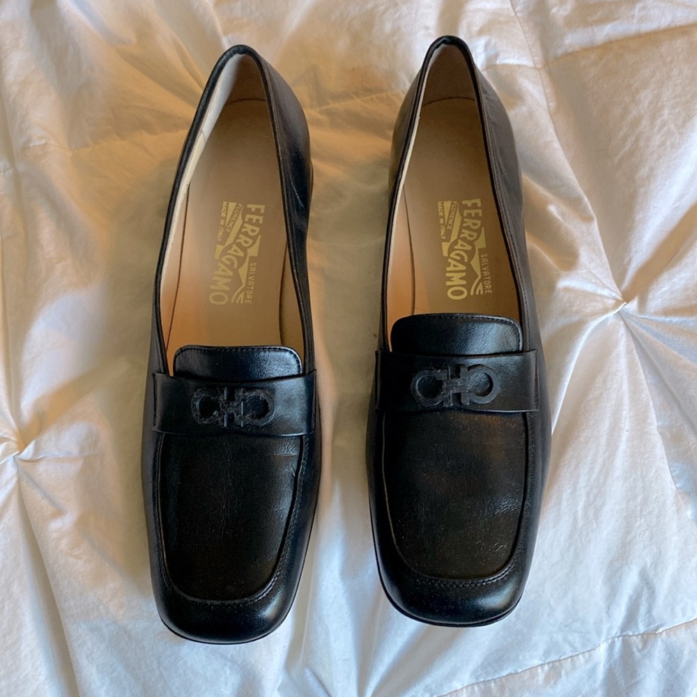 Salvatore Ferragamo Black Leather Loafer